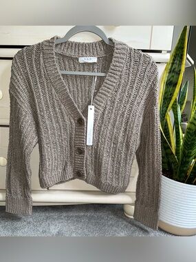 NWT One Grey Day Taupe Cardigan XS